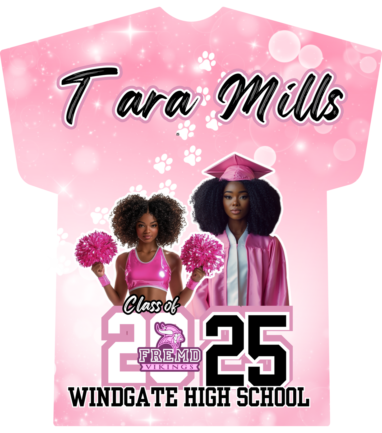 Editable Pink Graduation All Over Shirt Design