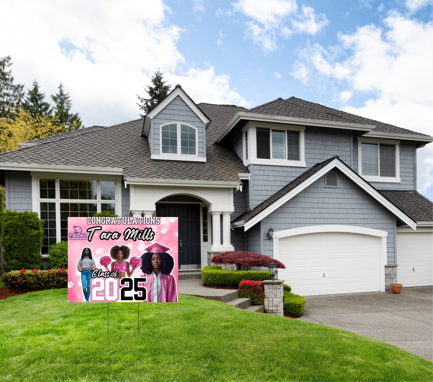 Editable Pink Graduation Yard Sign Digital Design