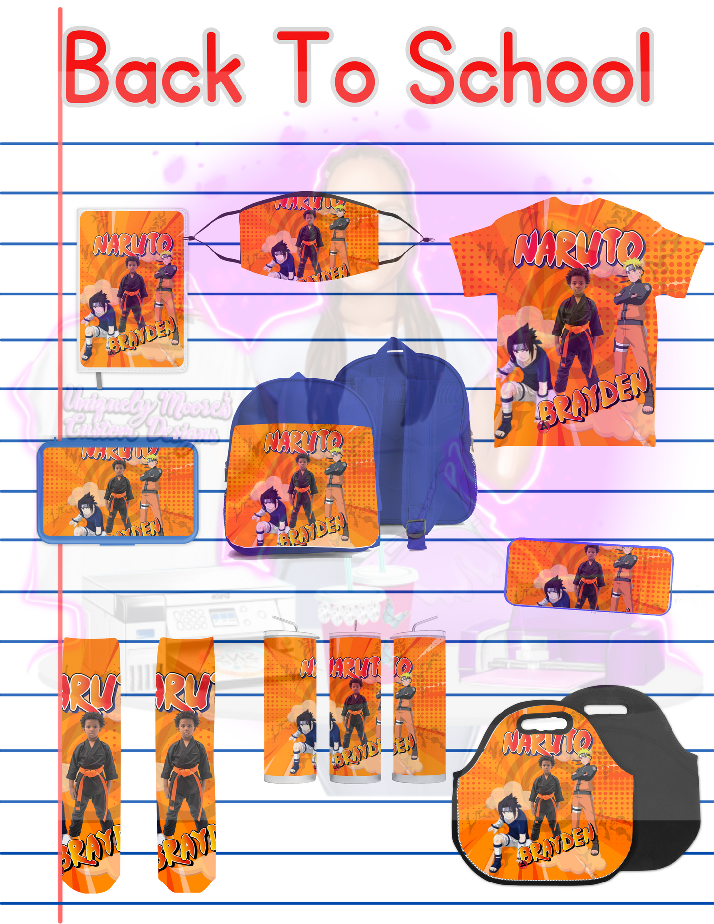 Editable Naruto Anime Back To School Digital Design Bundle